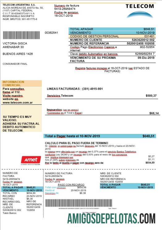 Projeto de lei de telecomunicações da Argentina exemplo real